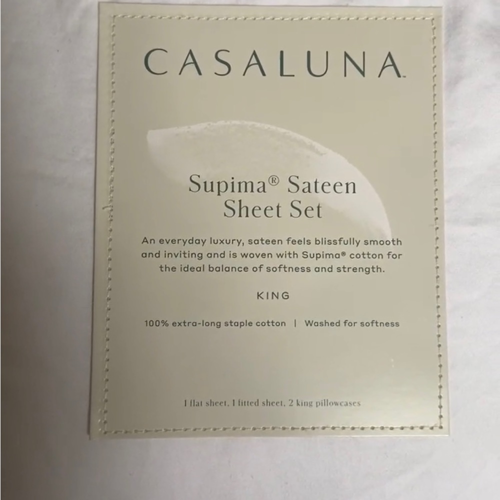 Casaluna Supima Sateen Sheet Set. Queen